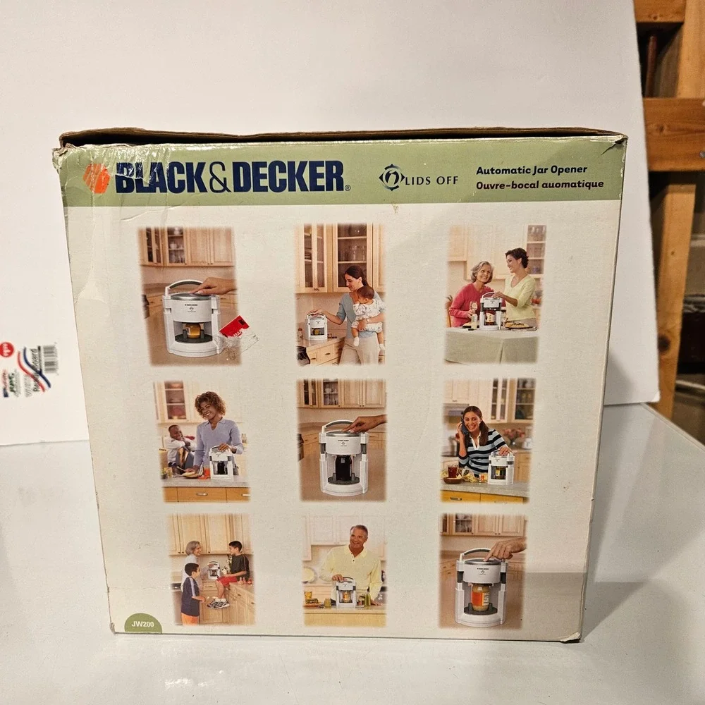 Black & Decker Automatic Jar Opener JW200 White Lids Off Electric Kitchen Tool *